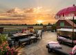 Sunset over the private fields which can be seen from the terrace